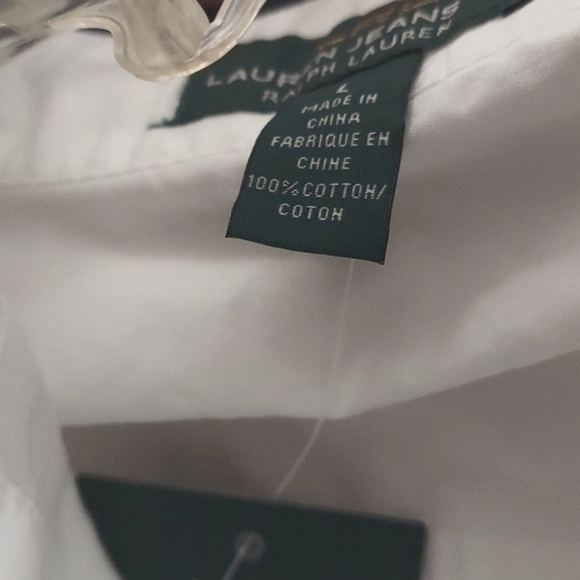 Ralph Lauren LRL White,Black Cotton Button Collared Blouse Shirt Sz L Nwts - Picture 9 of 9